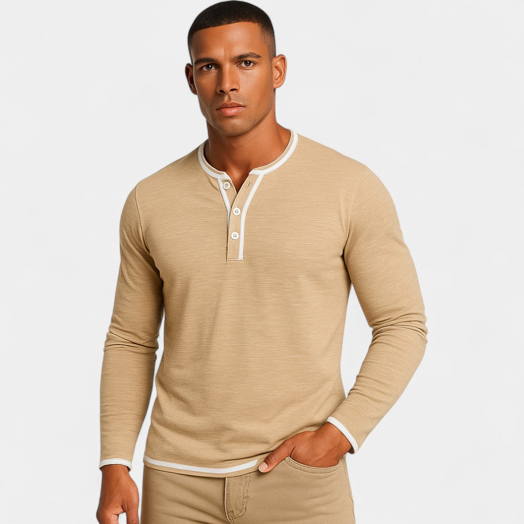 Riche | Henley homme coton stretch – Manches longues douces