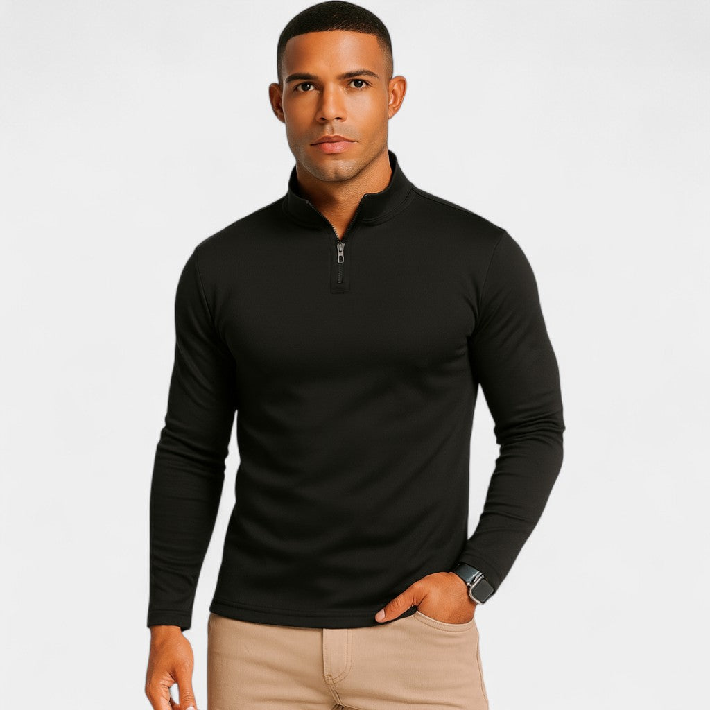 Riche | Quarter Zip Homme Manches Longues – Couche Athlétique Minimaliste