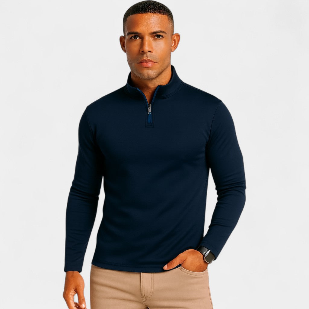Riche | Quarter Zip Homme Manches Longues – Couche Athlétique Minimaliste