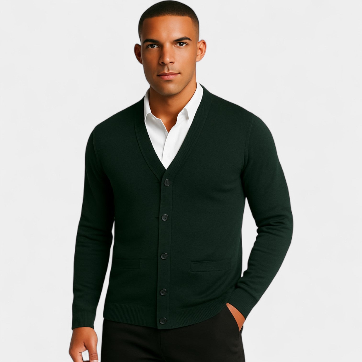 Riche | Cardigan homme coton coupe slim – Style boutonné minimaliste