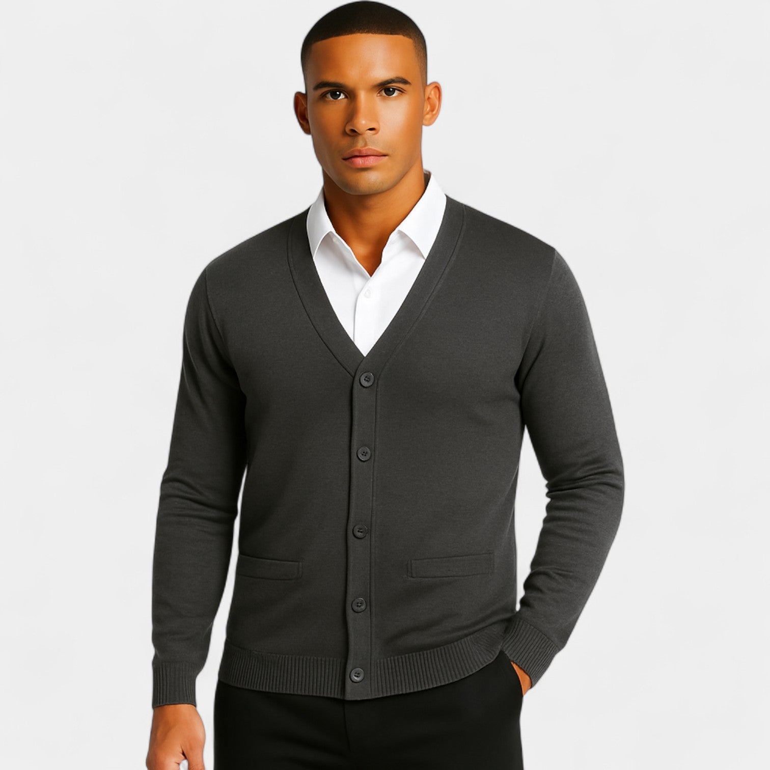 Riche | Cardigan homme coton coupe slim – Style boutonné minimaliste