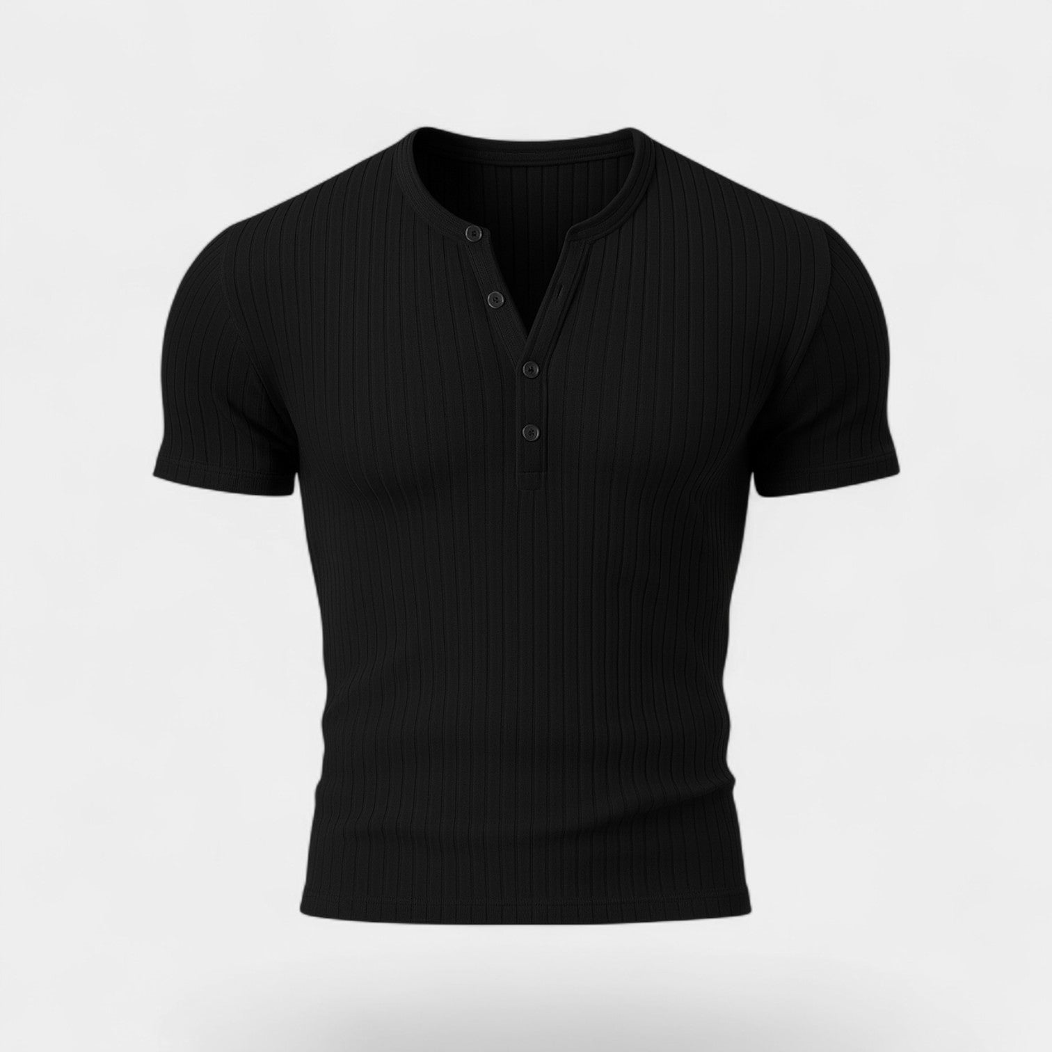 Riche | T-shirt homme stretch manches courtes côtelé – coupe slim unie