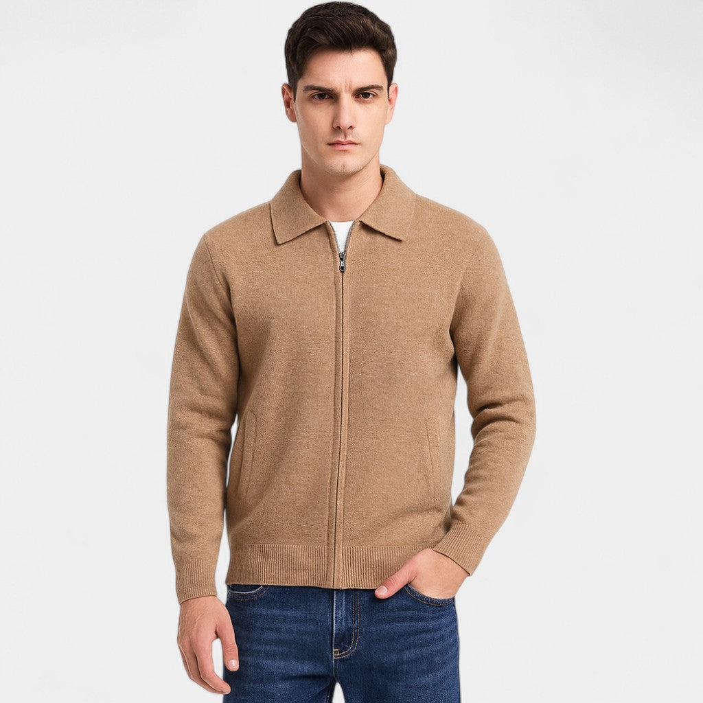 Riche | Cardigan zippé homme en mérinos – Épais, Minimal, Quotidien