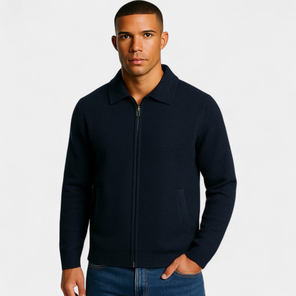 Riche | Cardigan zippé homme en mérinos – Épais, Minimal, Quotidien