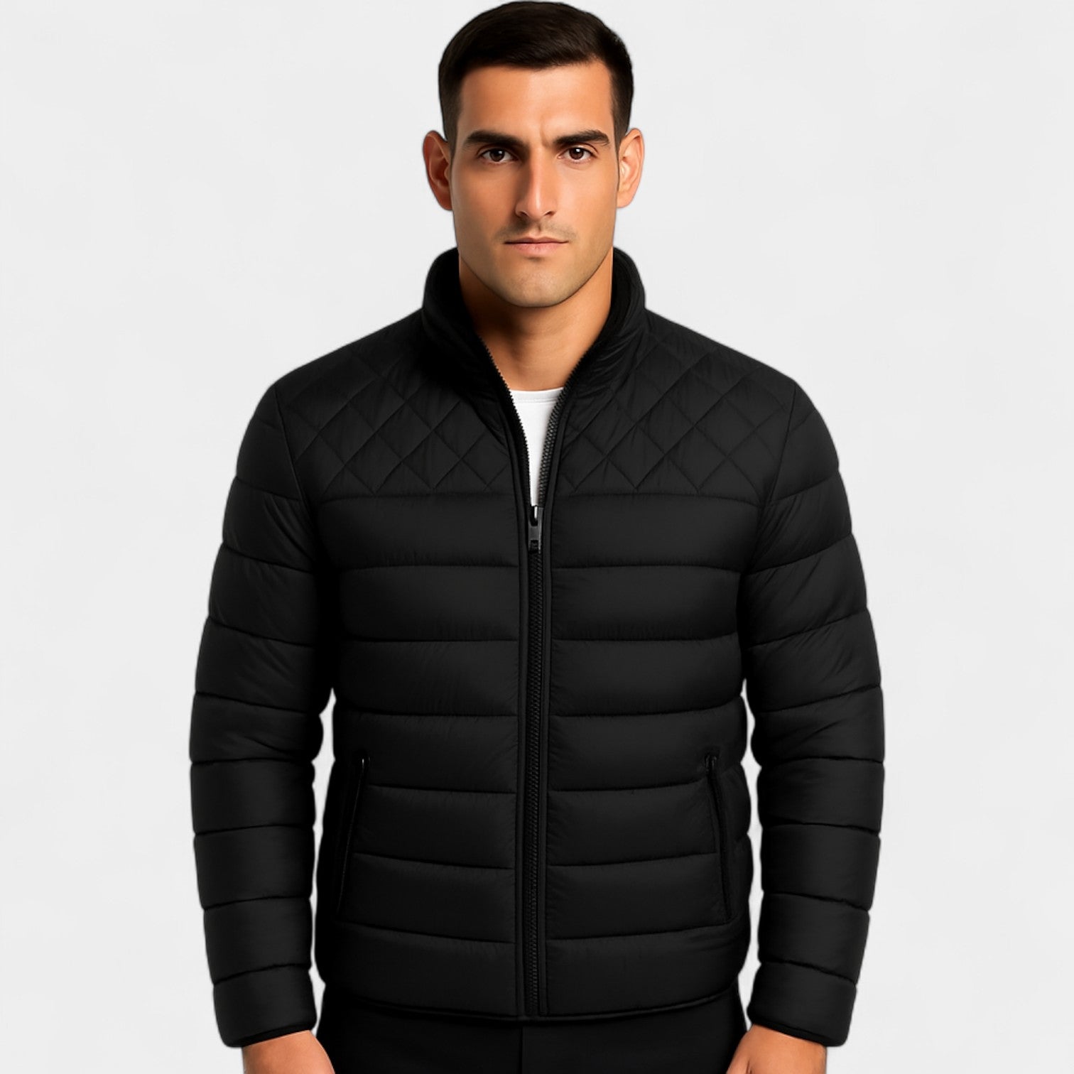 Riche | Doudoune homme hiver col montant – matelassée unie casual