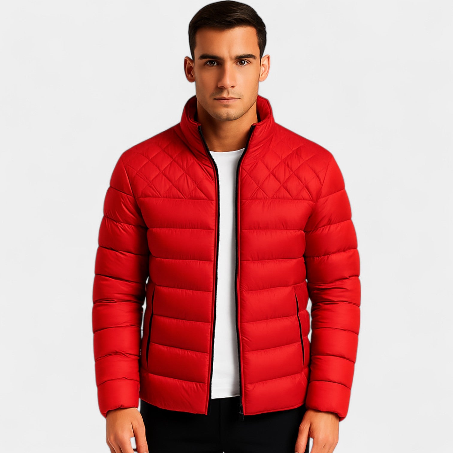 Riche | Doudoune homme hiver col montant – matelassée unie casual