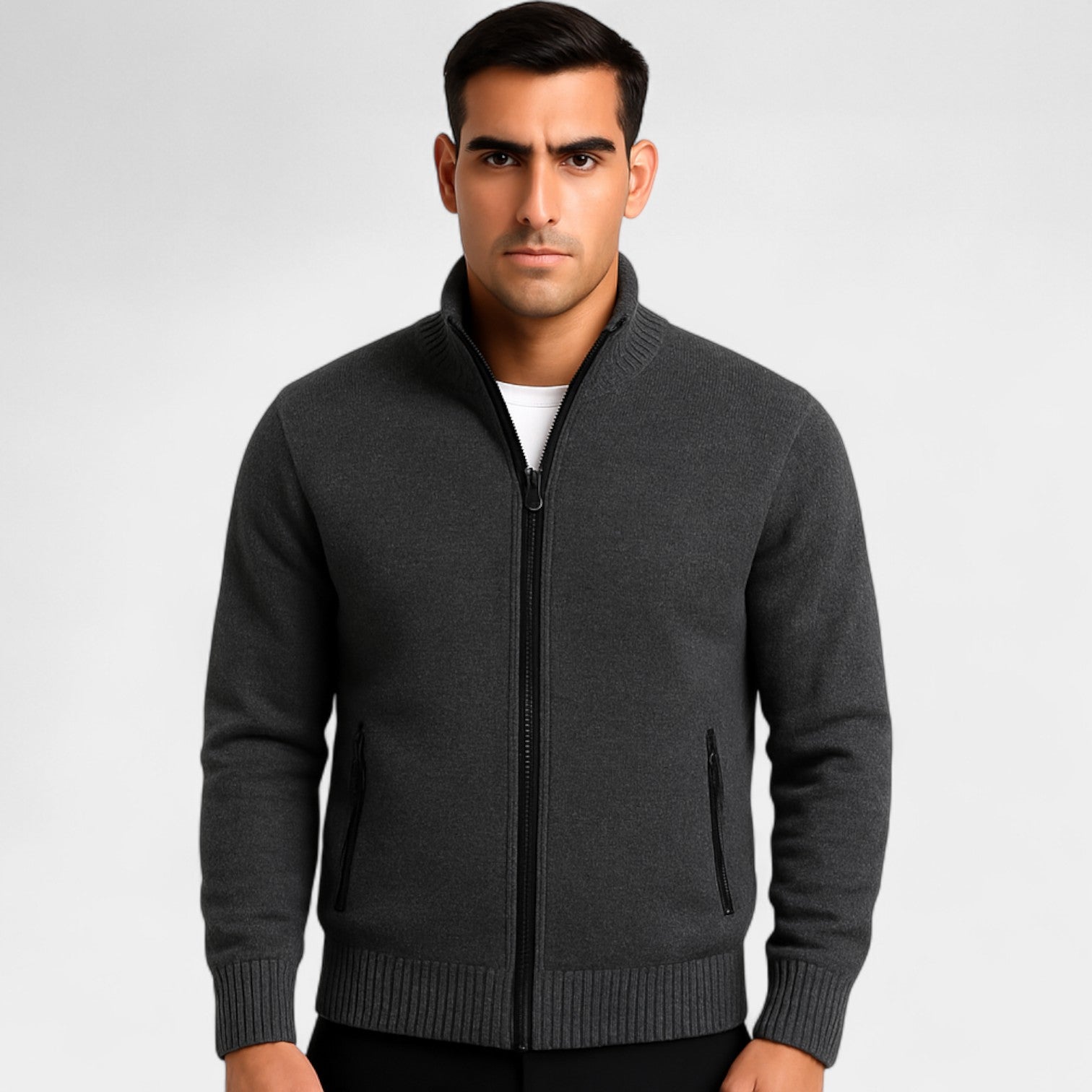 Riche | Gilet homme tricoté – uni décontracté coupe ajustée