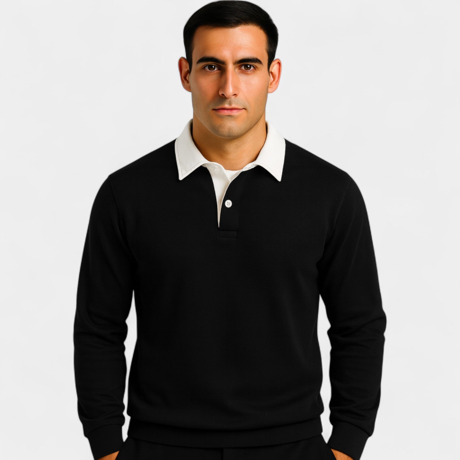 Riche | Polo homme coton manches longues - Coupe élégante décontractée