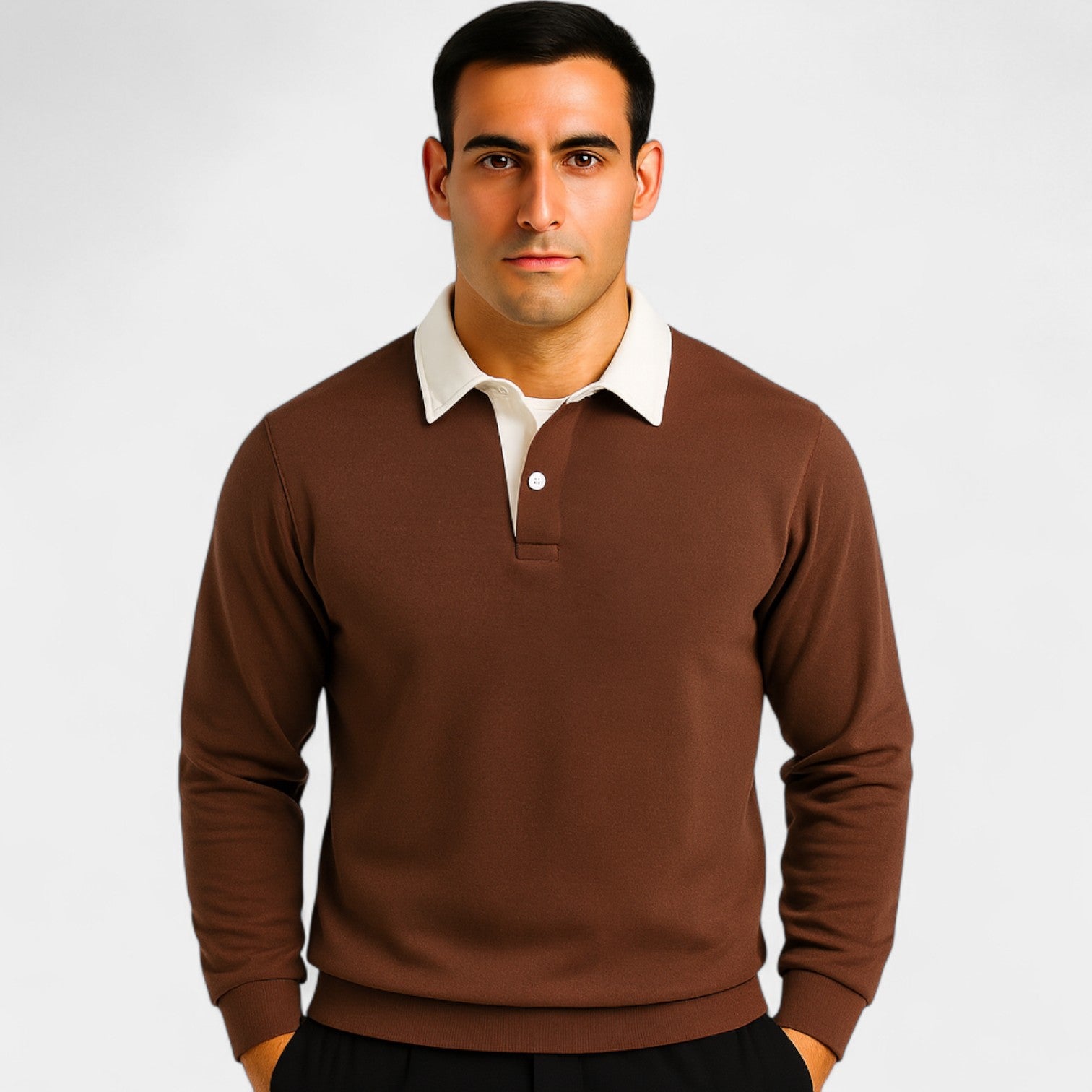 Riche | Polo homme coton manches longues - Coupe élégante décontractée