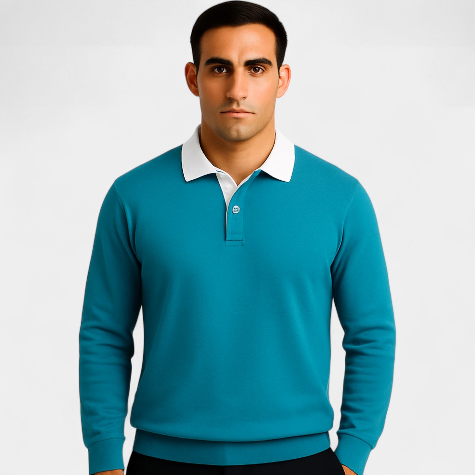 Riche | Polo homme coton manches longues - Coupe élégante décontractée