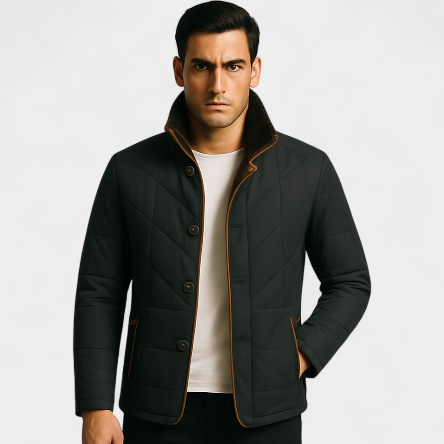 Riche | Manteau matelassé homme coton – Col montant minimaliste