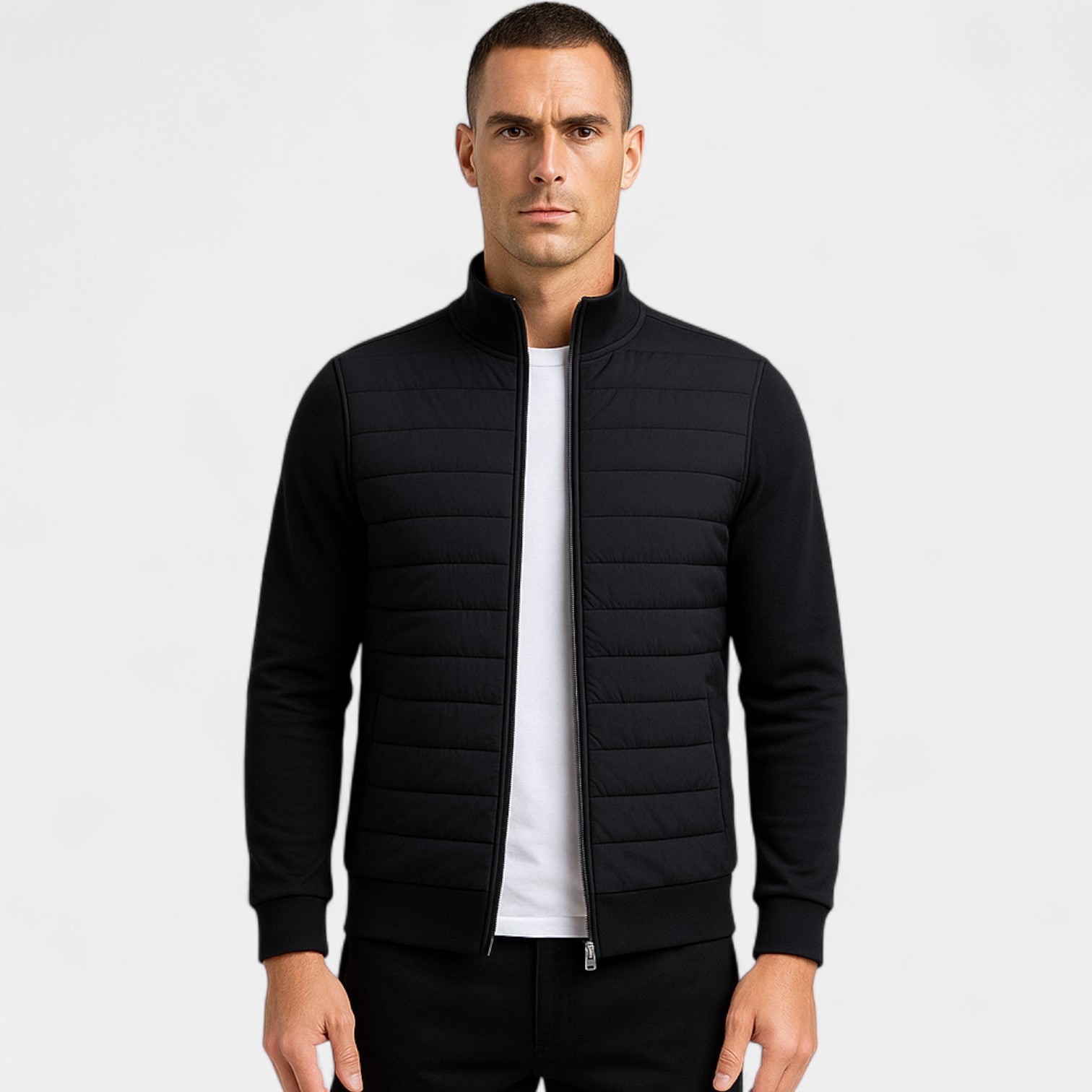 Riche | Veste tricotée homme coton polyester – Col montant léger
