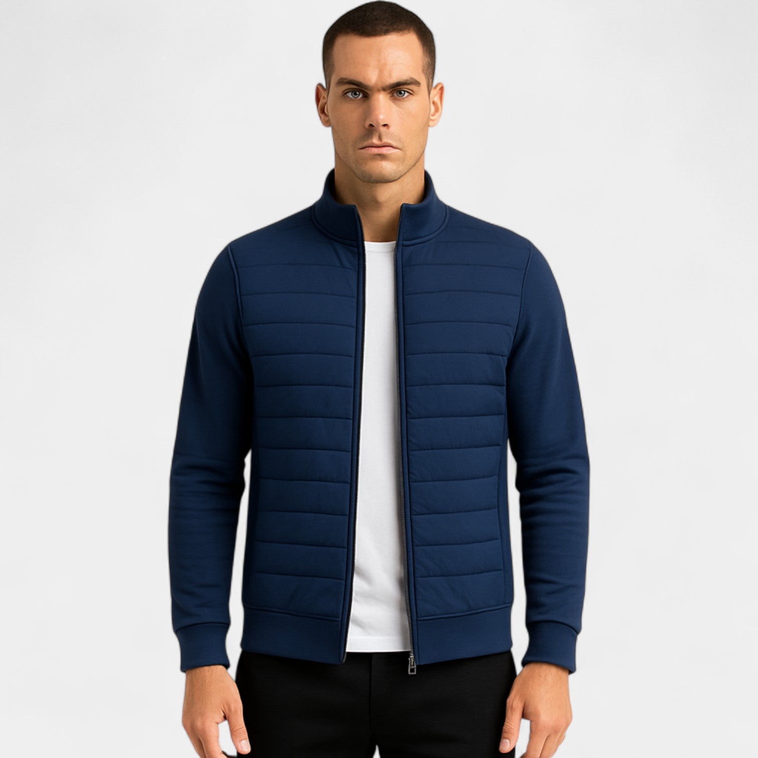Riche | Veste tricotée homme coton polyester – Col montant léger