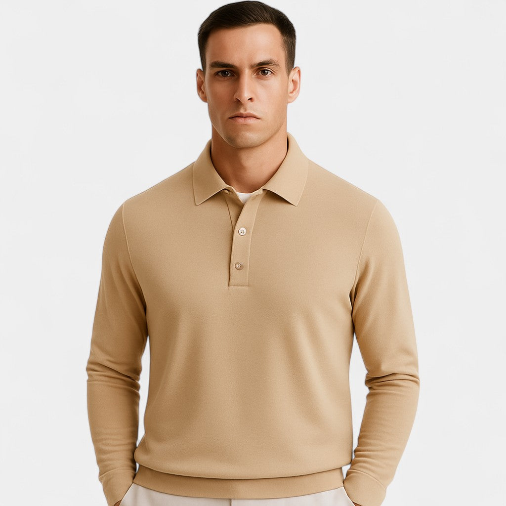 Riche | Polo homme coton manches longues – Coupe minimaliste formelle
