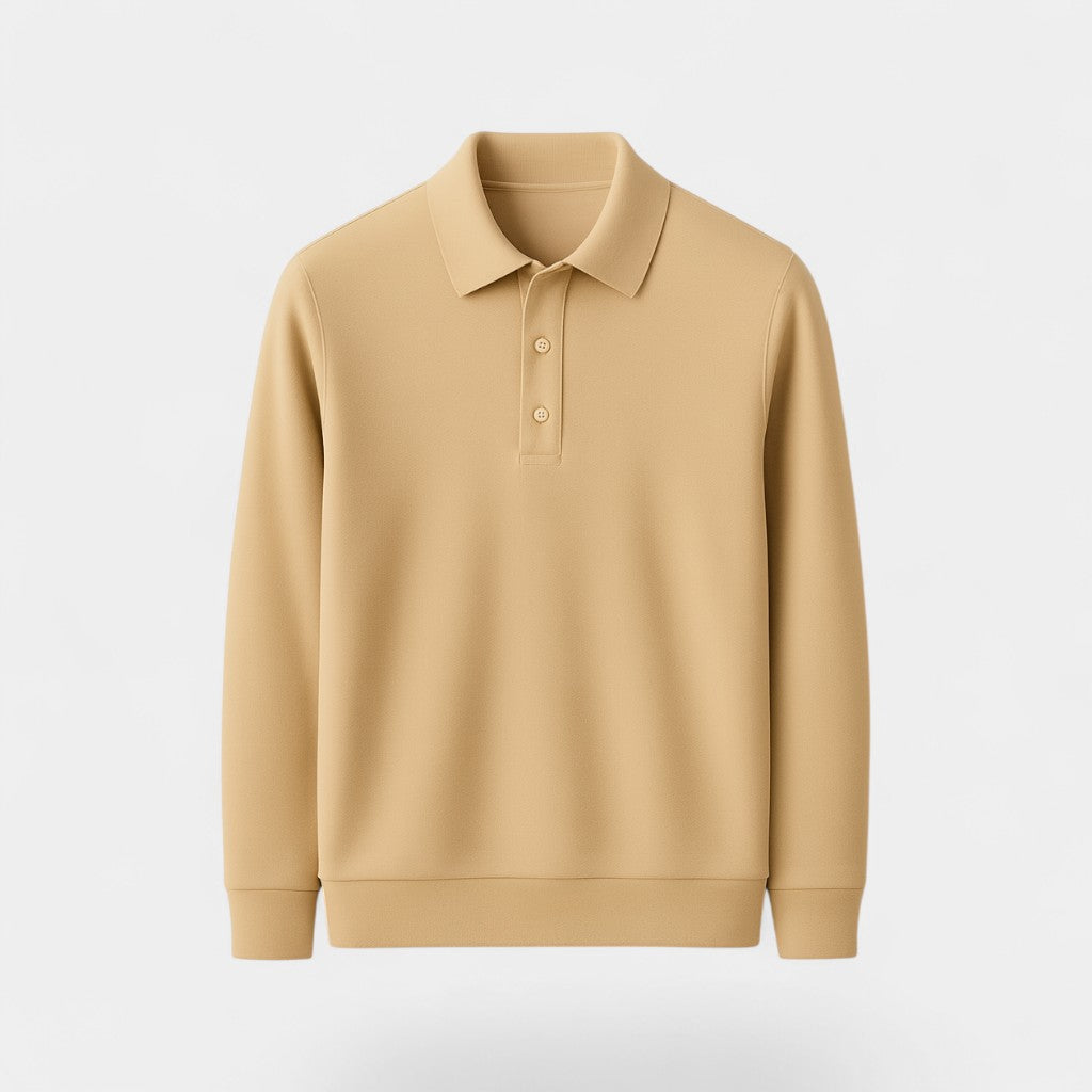 Riche | Polo homme coton manches longues – Coupe minimaliste formelle