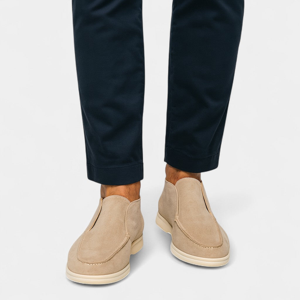 Riche | Mocassins Hauts Homme en Suède – Minimalistes Rétro Slip-On