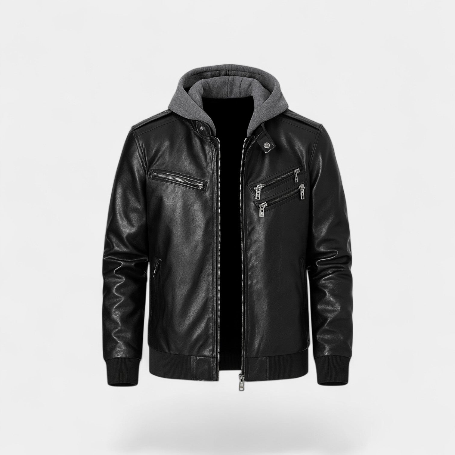 Riche | Manteau Homme Cuir avec Col en Fourrure – Veste Hivernale Classique