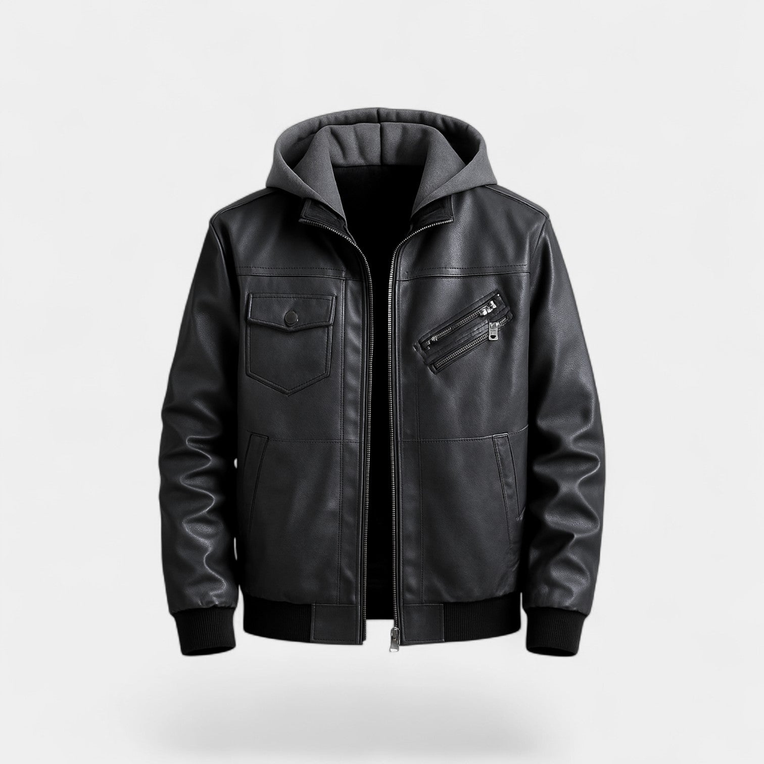 Riche | Manteau Homme Cuir avec Col en Fourrure – Veste Hivernale Classique