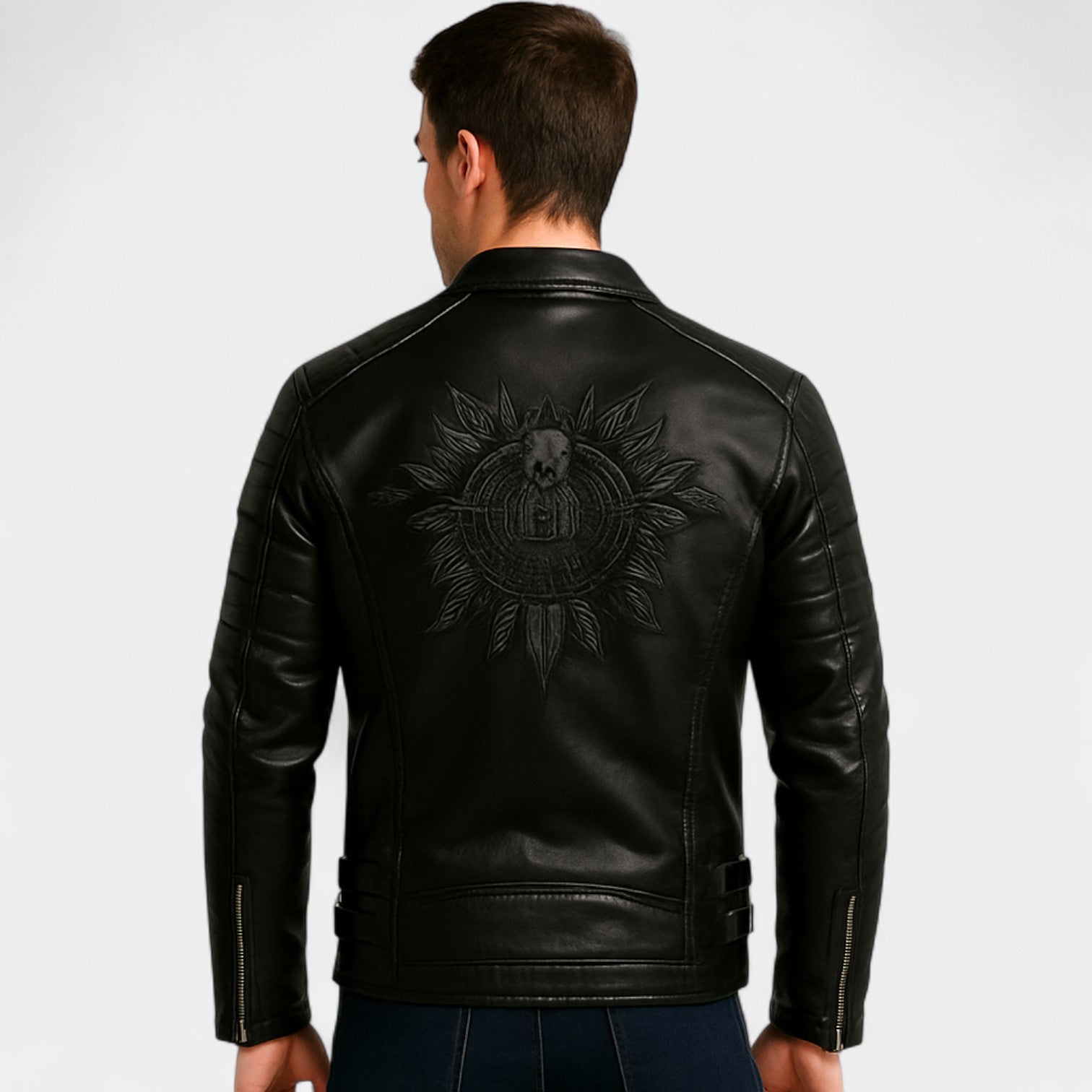 Riche | Veste biker homme cuir suédé – coupe slim streetwear