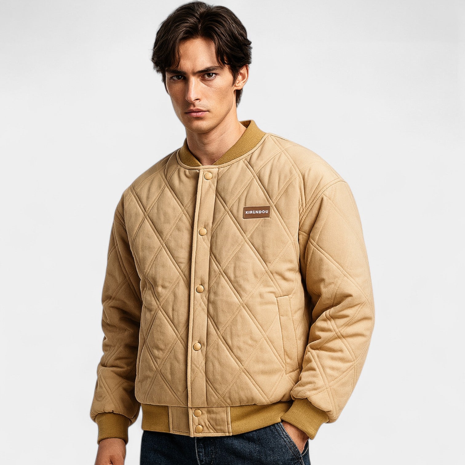 Riche | Veste matelassée homme coton – Motif losange rétro