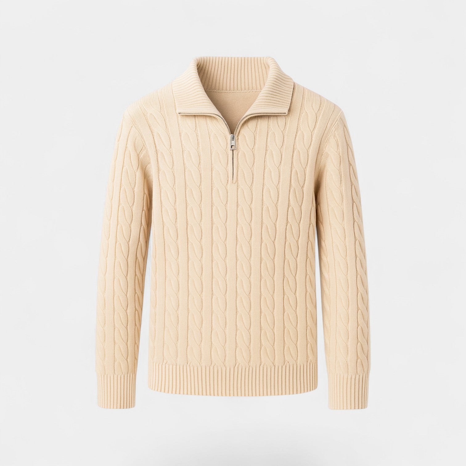 Riche | Pull zippé quart homme coton maille – Style minimaliste raffiné quotidien