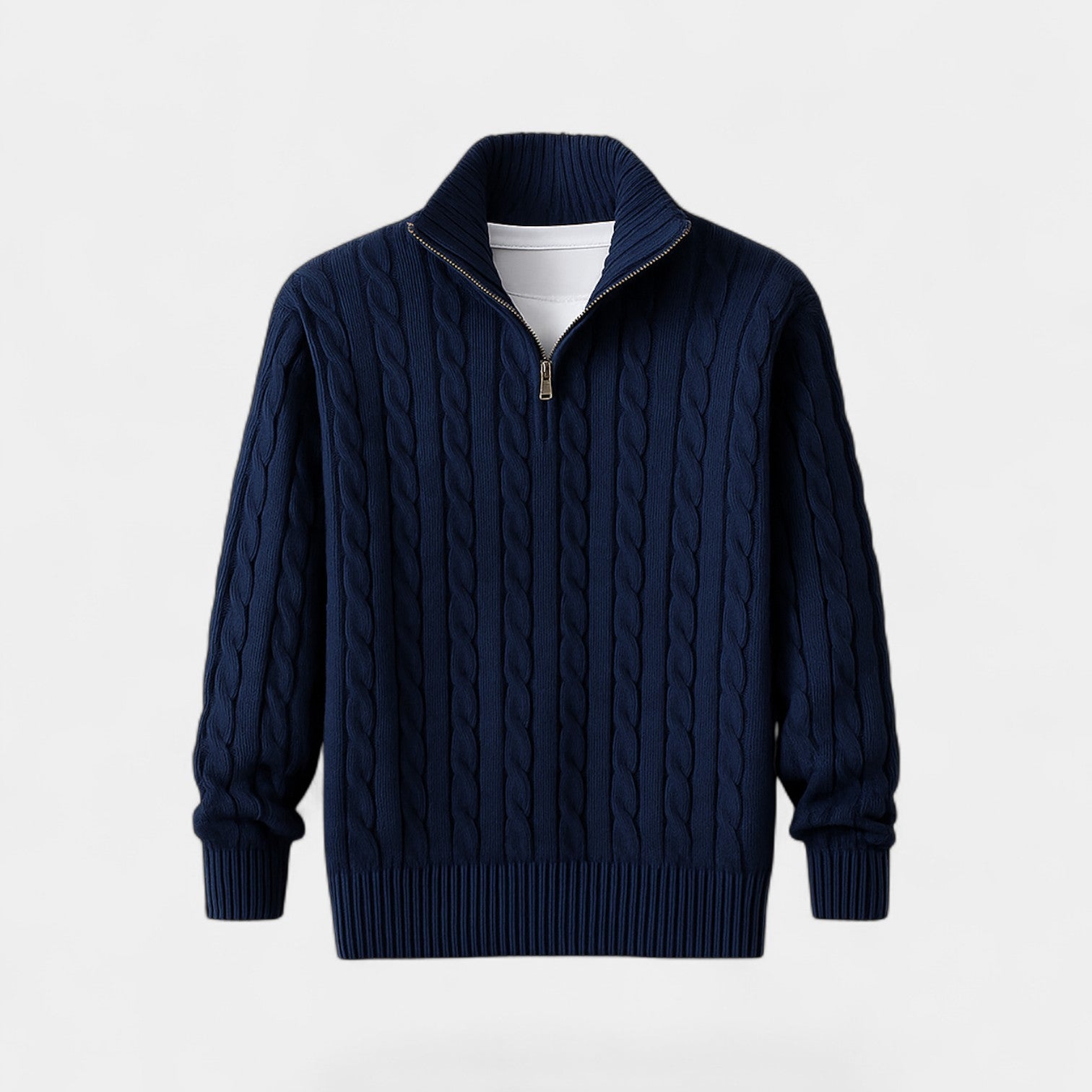 Riche | Pull zippé quart homme coton maille – Style minimaliste raffiné quotidien