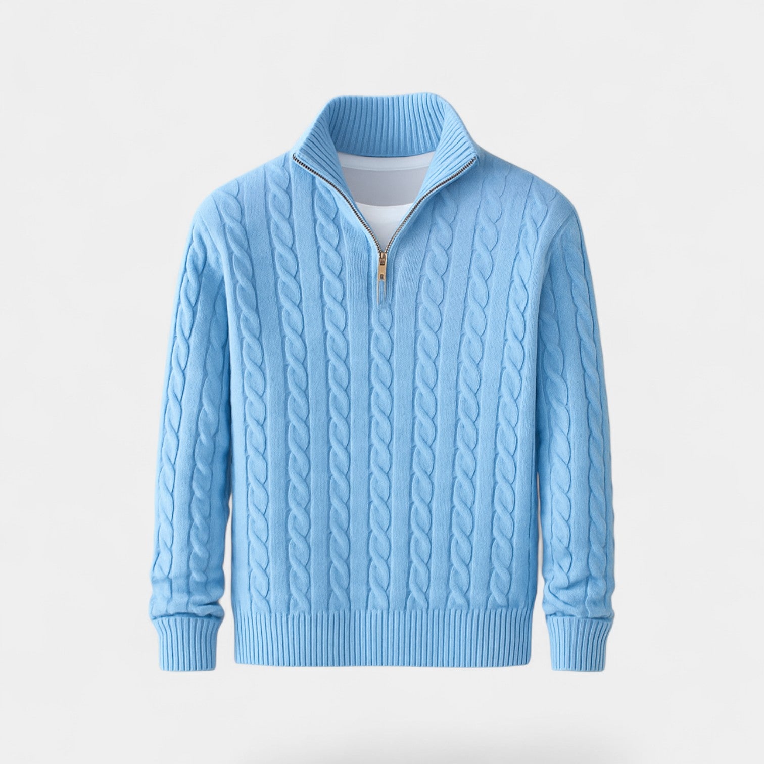 Riche | Pull zippé quart homme coton maille – Style minimaliste raffiné quotidien