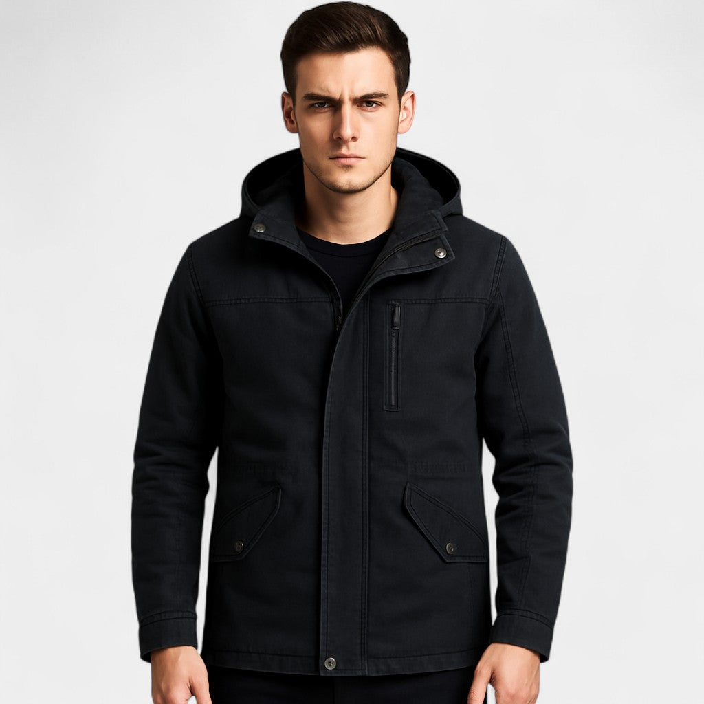 Riche | Parka homme coton capuche – Veste délavée à revers
