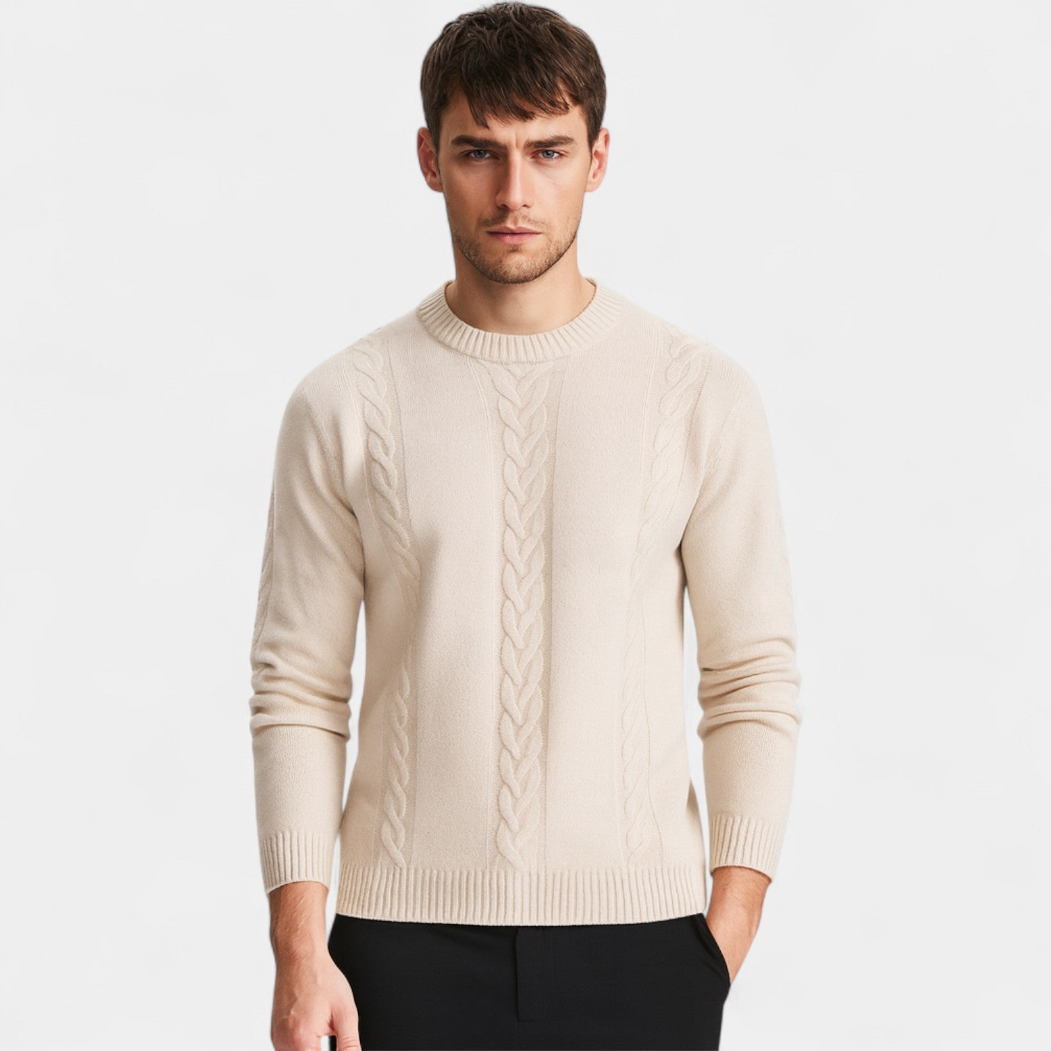 Riche | Pull homme laine torsadé – élégance chaude intemporelle