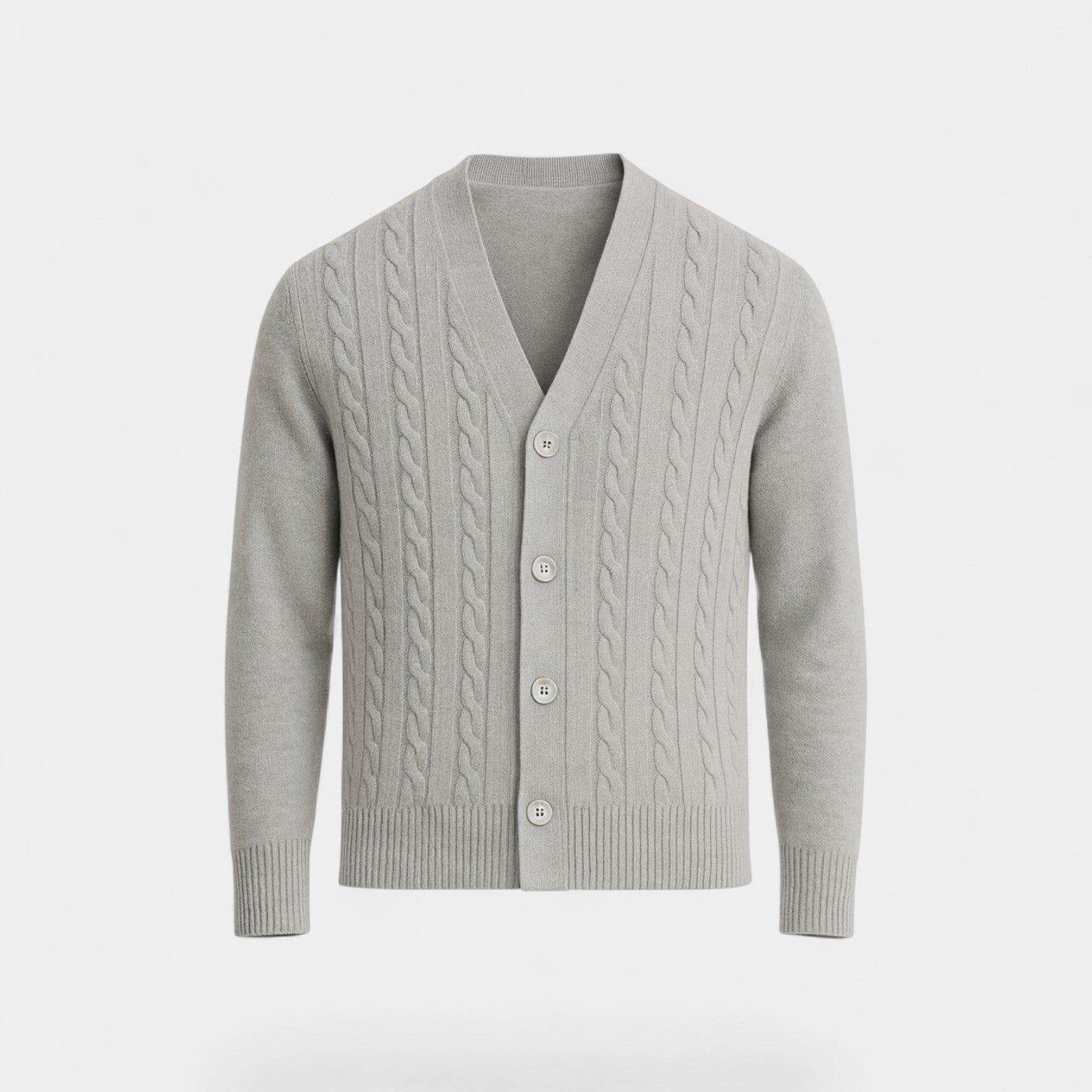 Riche | Cardigan homme coton tricot boutonné – Style coréen, motif torsadé