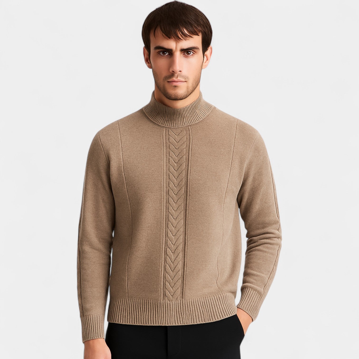 Riche | Pull col semi-ouvert homme cachemire – Maille minimaliste de luxe