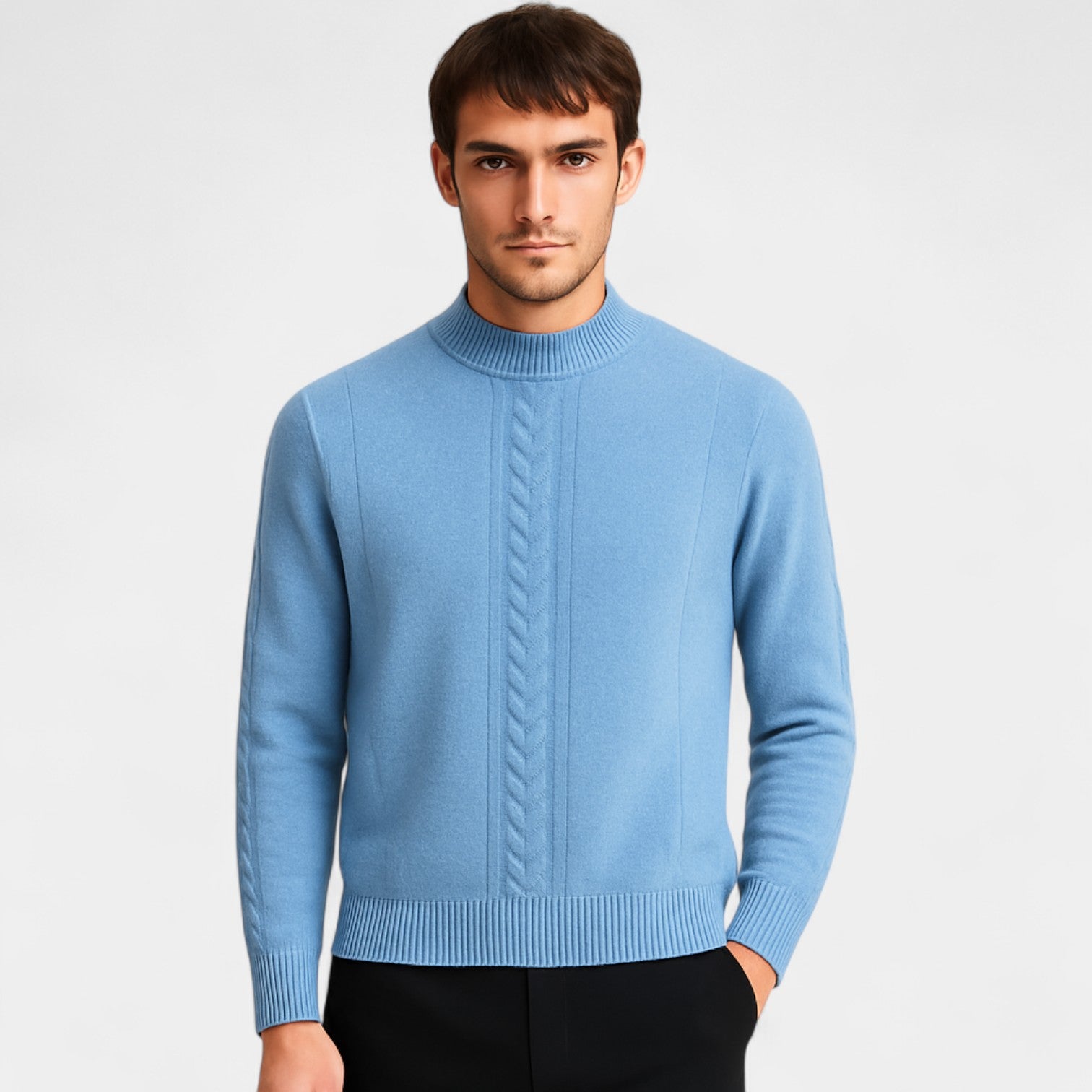 Riche | Pull col semi-ouvert homme cachemire – Maille minimaliste de luxe