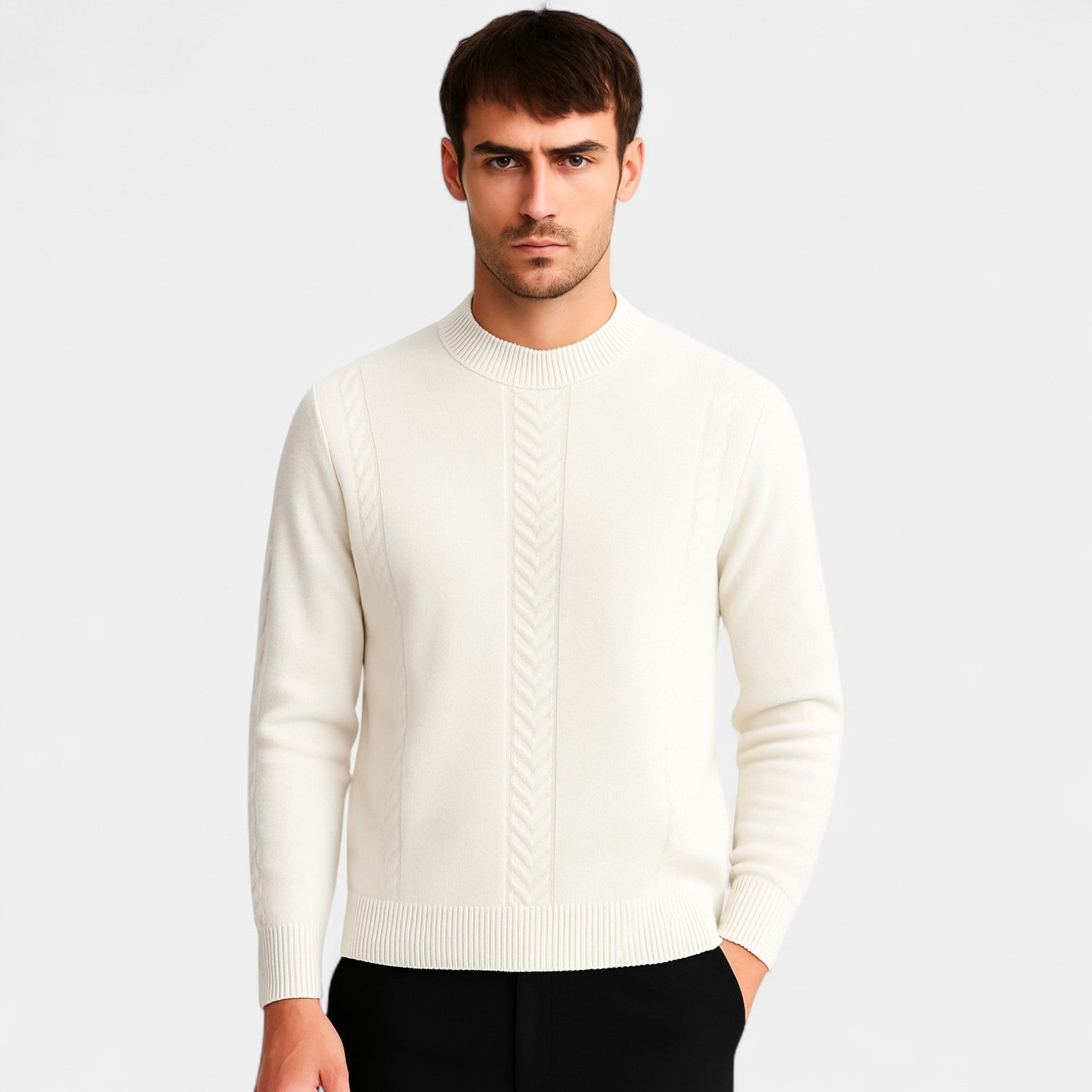 Riche | Pull col semi-ouvert homme cachemire – Maille minimaliste de luxe