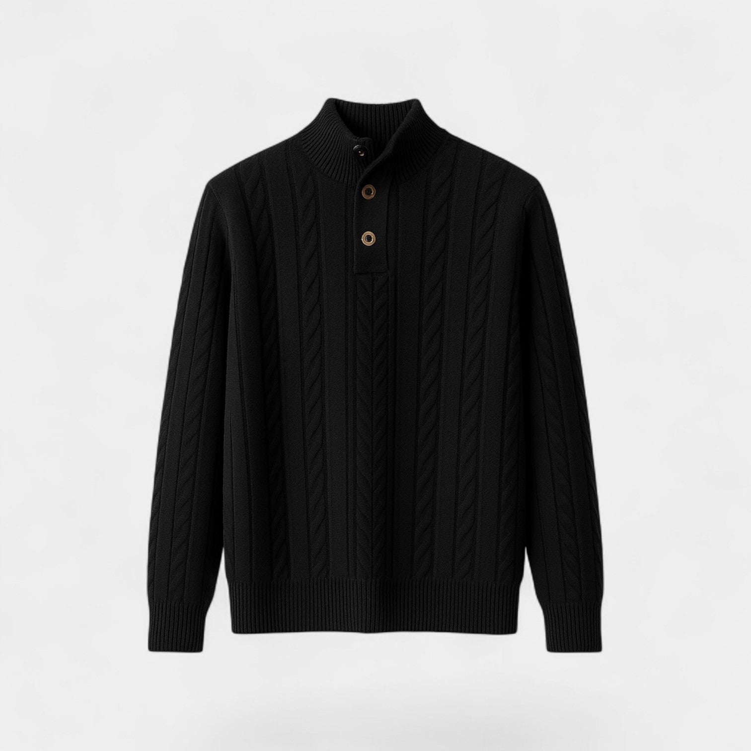 Riche | Pull homme maille torsadée - Boutons quart coupe raffinée