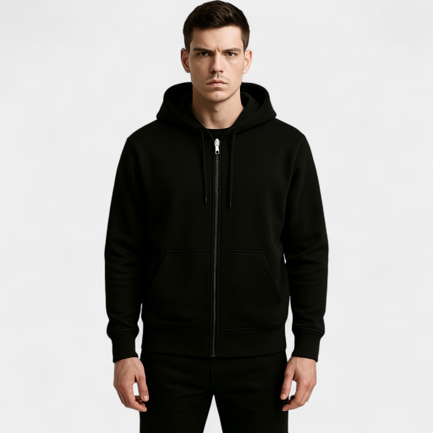 Riche | Cardigan homme mélange technique à zip – Coupe ample avec capuche