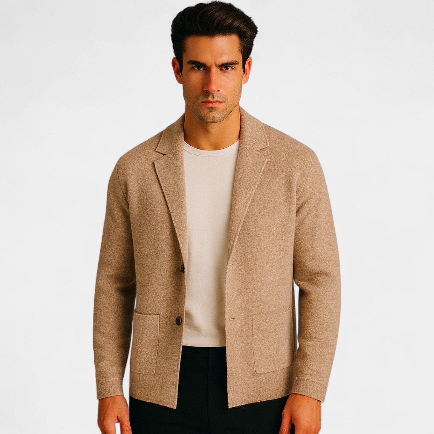 Riche | Cardigan homme coton mercerisé - Col V boutonné tricoté