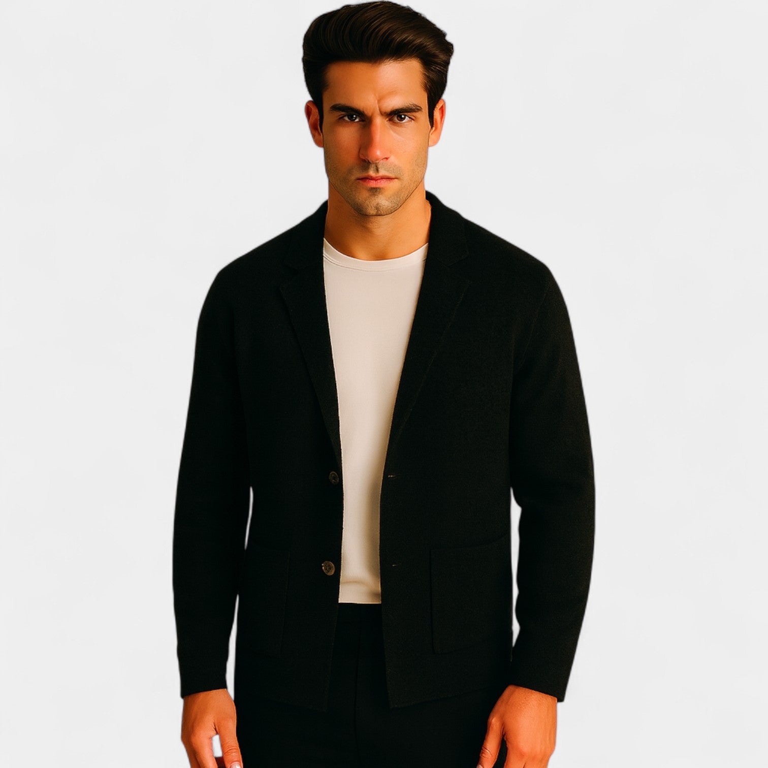 Riche | Cardigan homme coton mercerisé - Col V boutonné tricoté