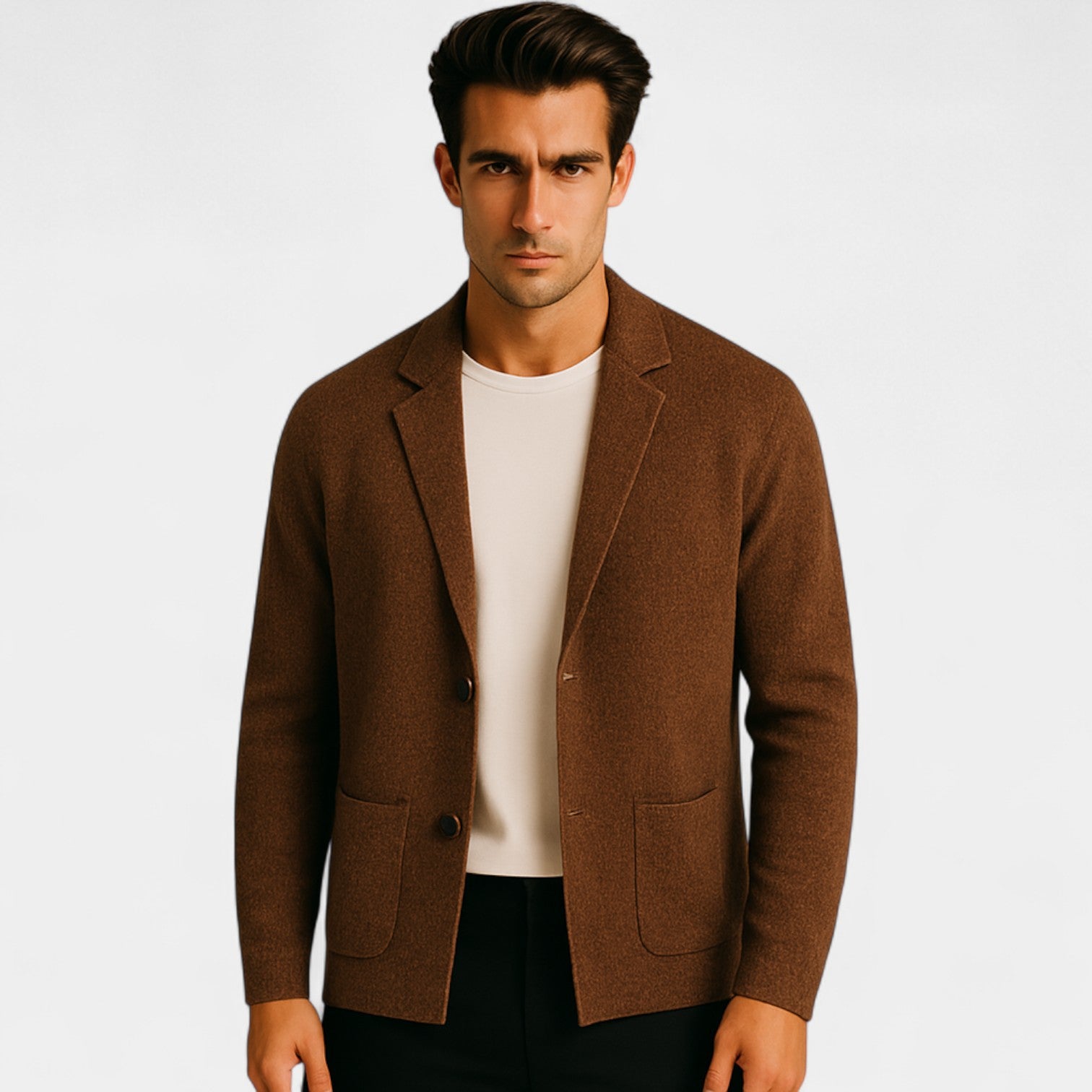 Riche | Cardigan homme coton mercerisé - Col V boutonné tricoté