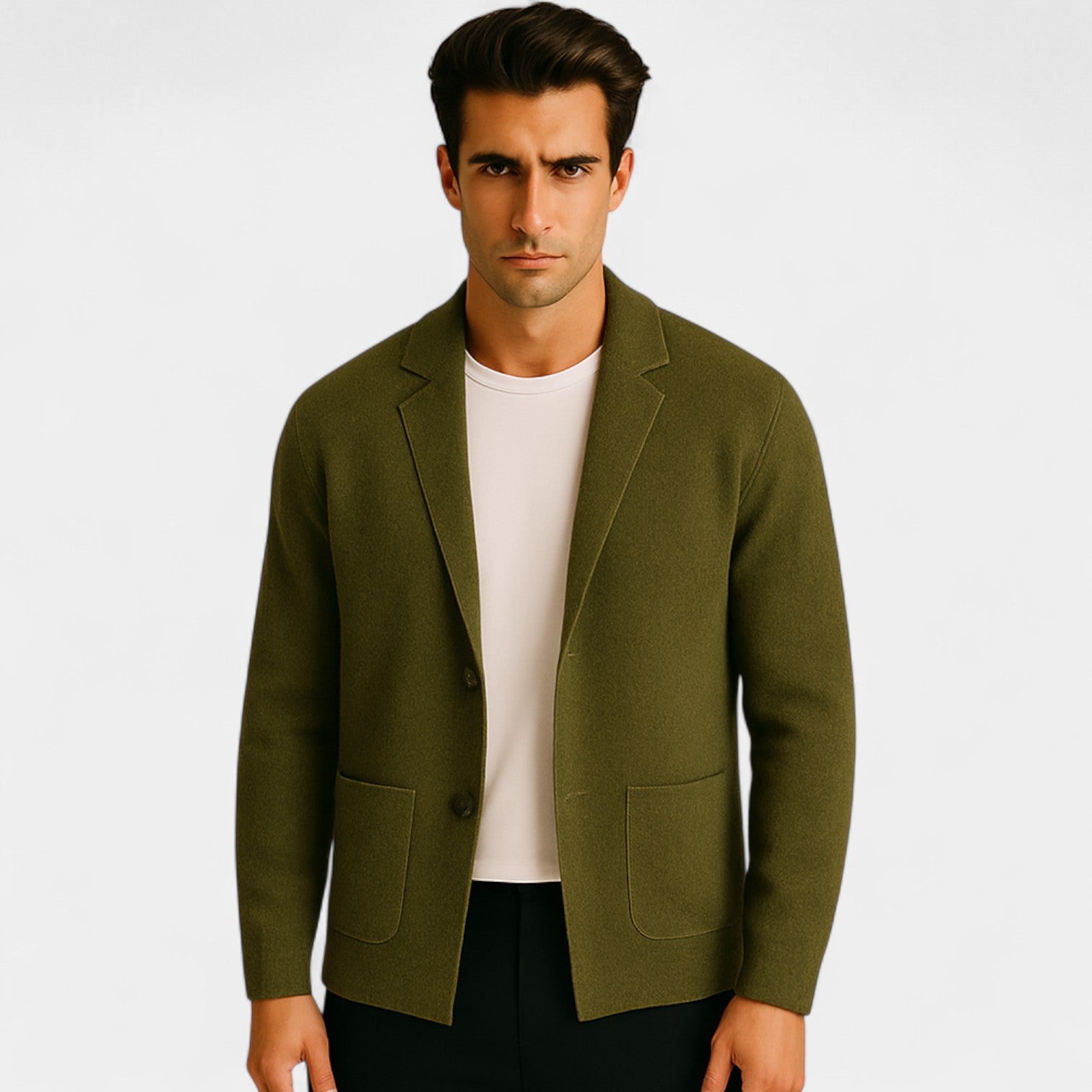 Riche | Cardigan homme coton mercerisé - Col V boutonné tricoté