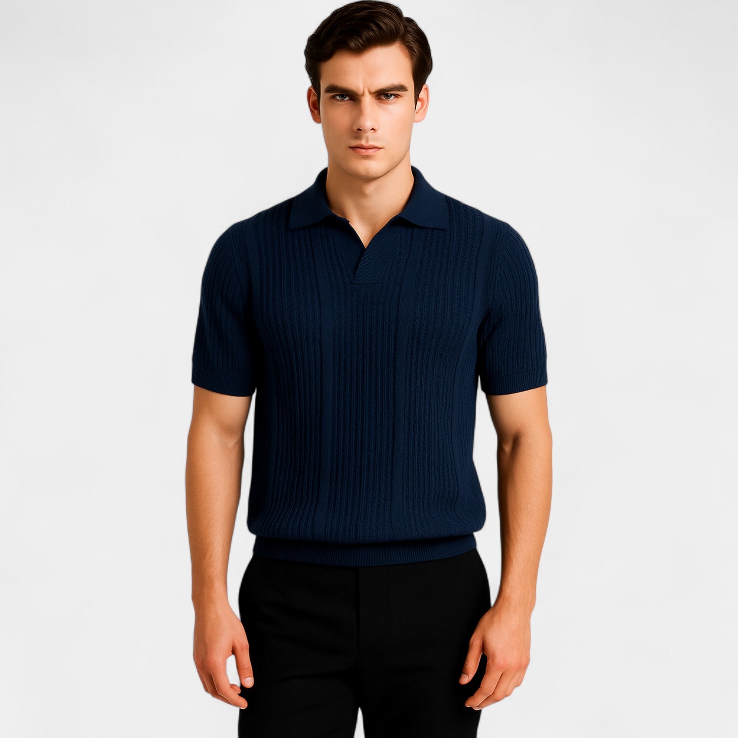 Riche | Polo homme maille ajourée – Essentiel estival raffiné
