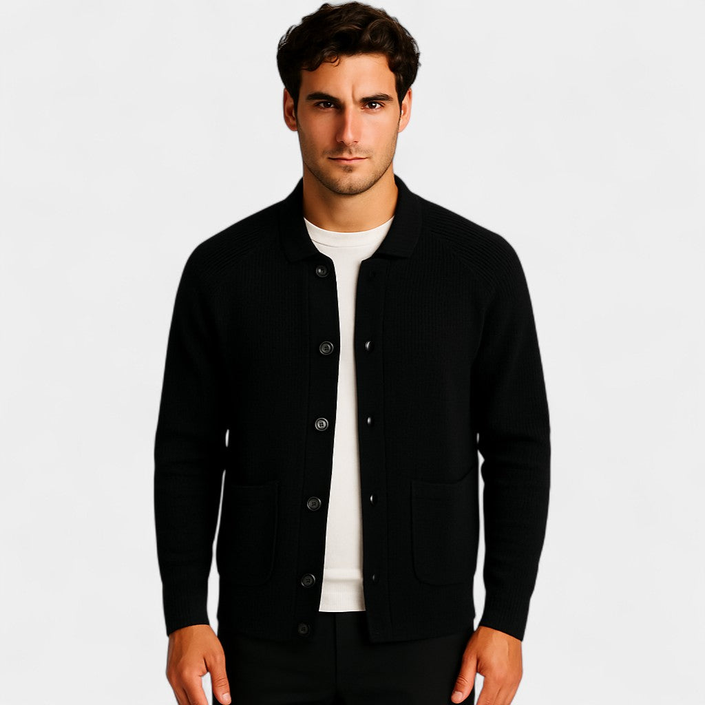 Riche | Cardigan homme en maille – col rond boutonné