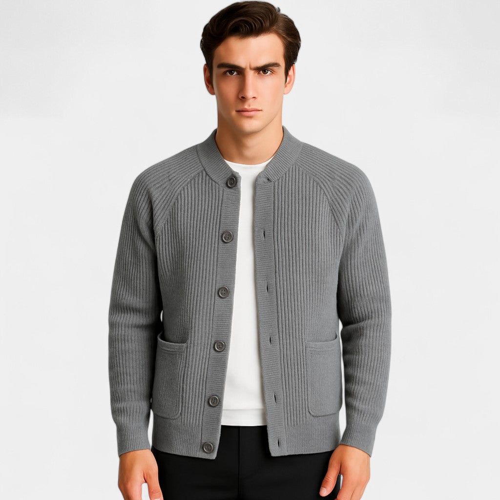 Riche | Cardigan homme en maille – col rond boutonné