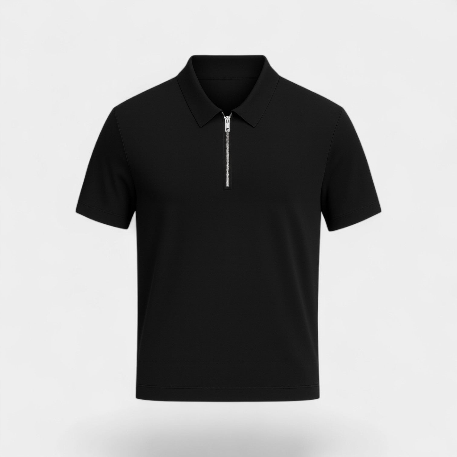 Riche | Polo homme soie glacée sans couture – Quart de zip coupe luxe