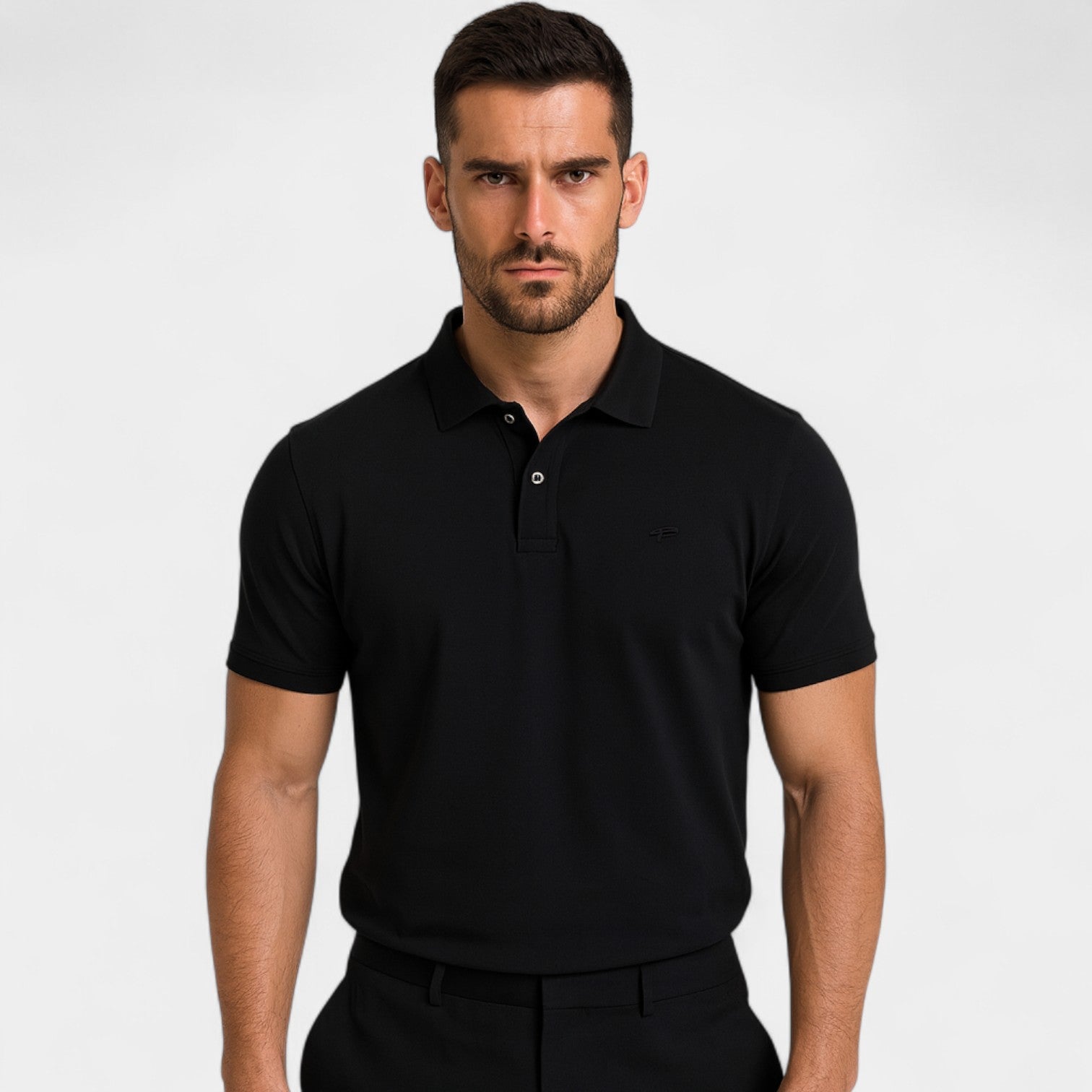 Riche | Polo homme coton brodé - manches courtes col raffiné