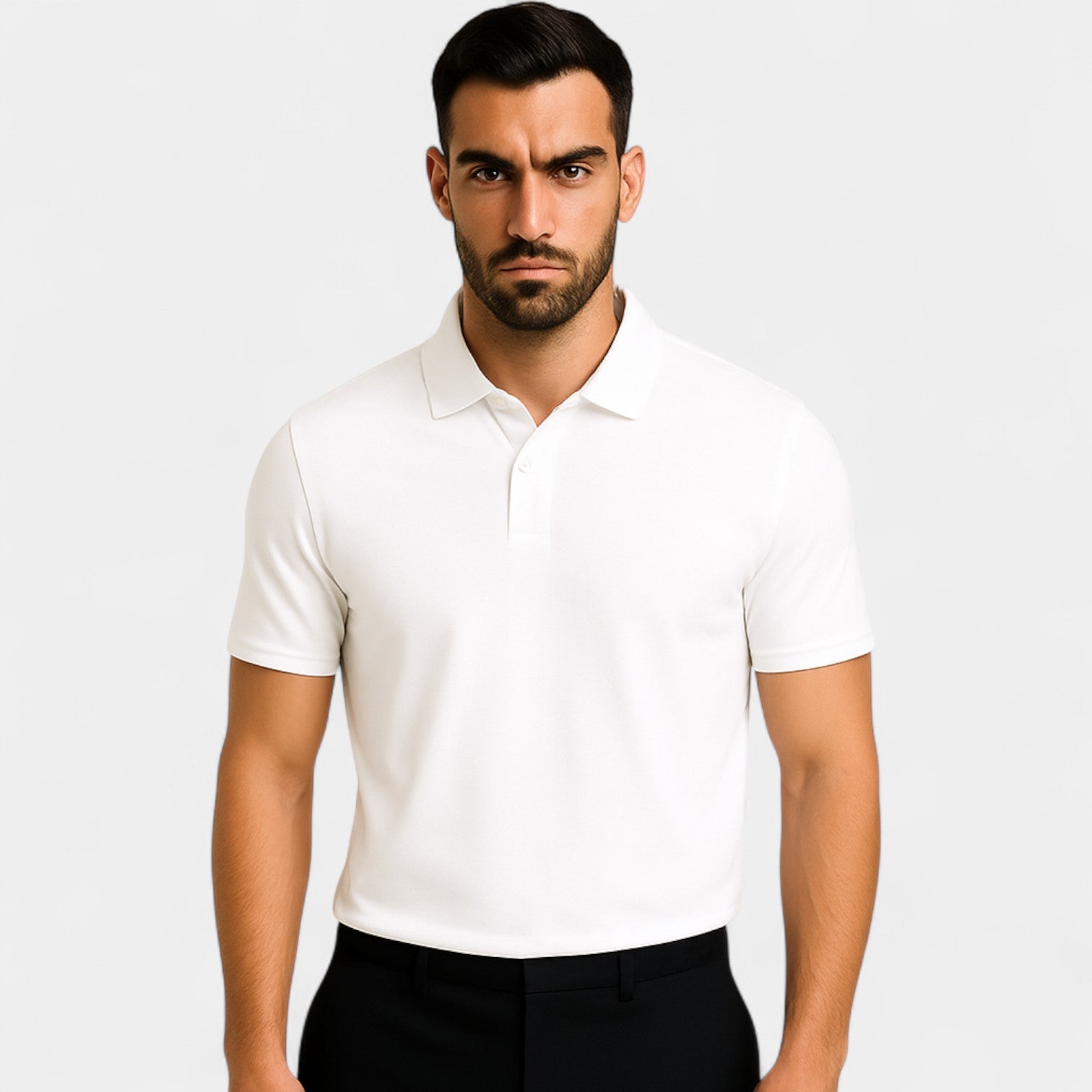 Riche | Polo homme coton brodé - manches courtes col raffiné