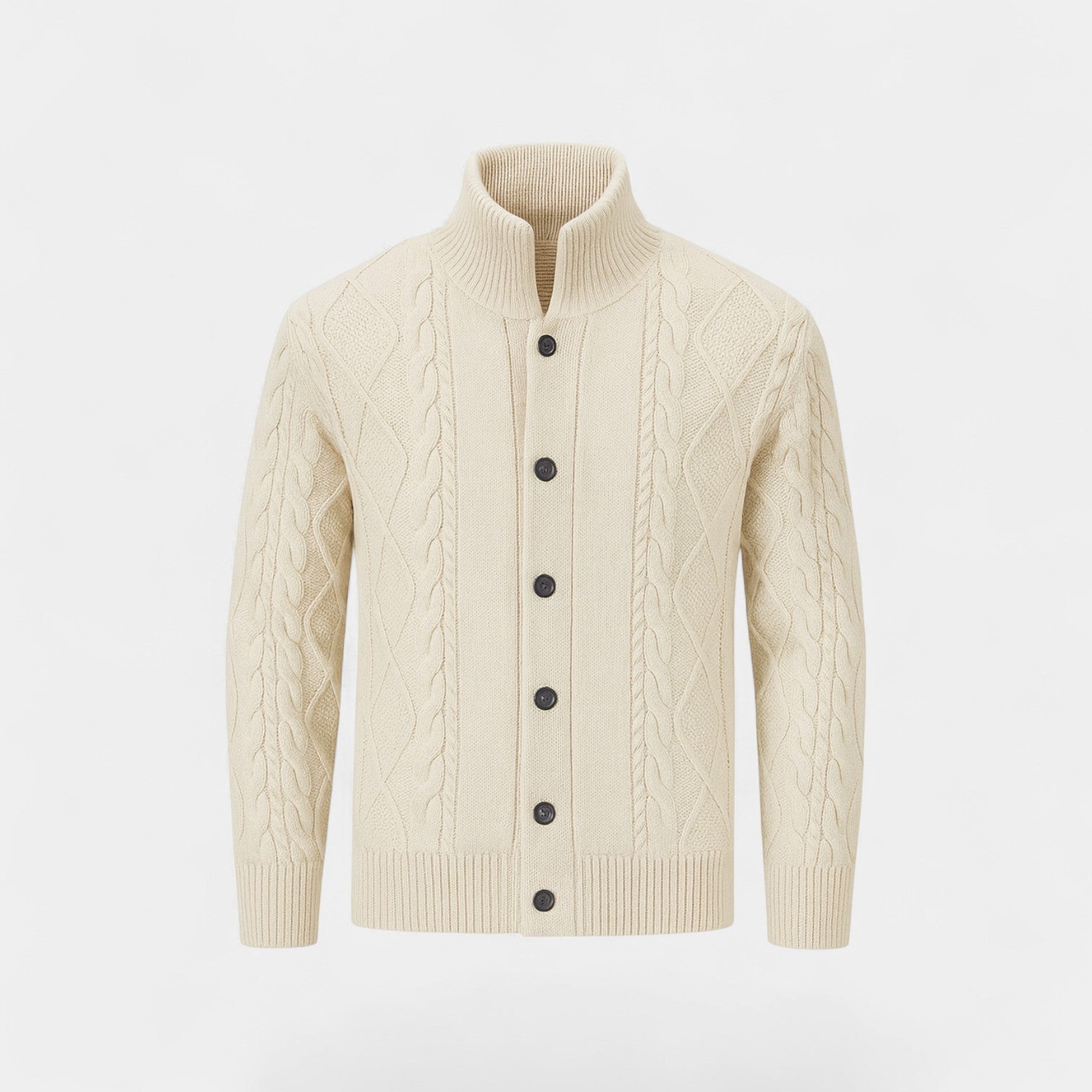 Riche | Cardigan rétro homme en maille – carreaux prismatiques à revers