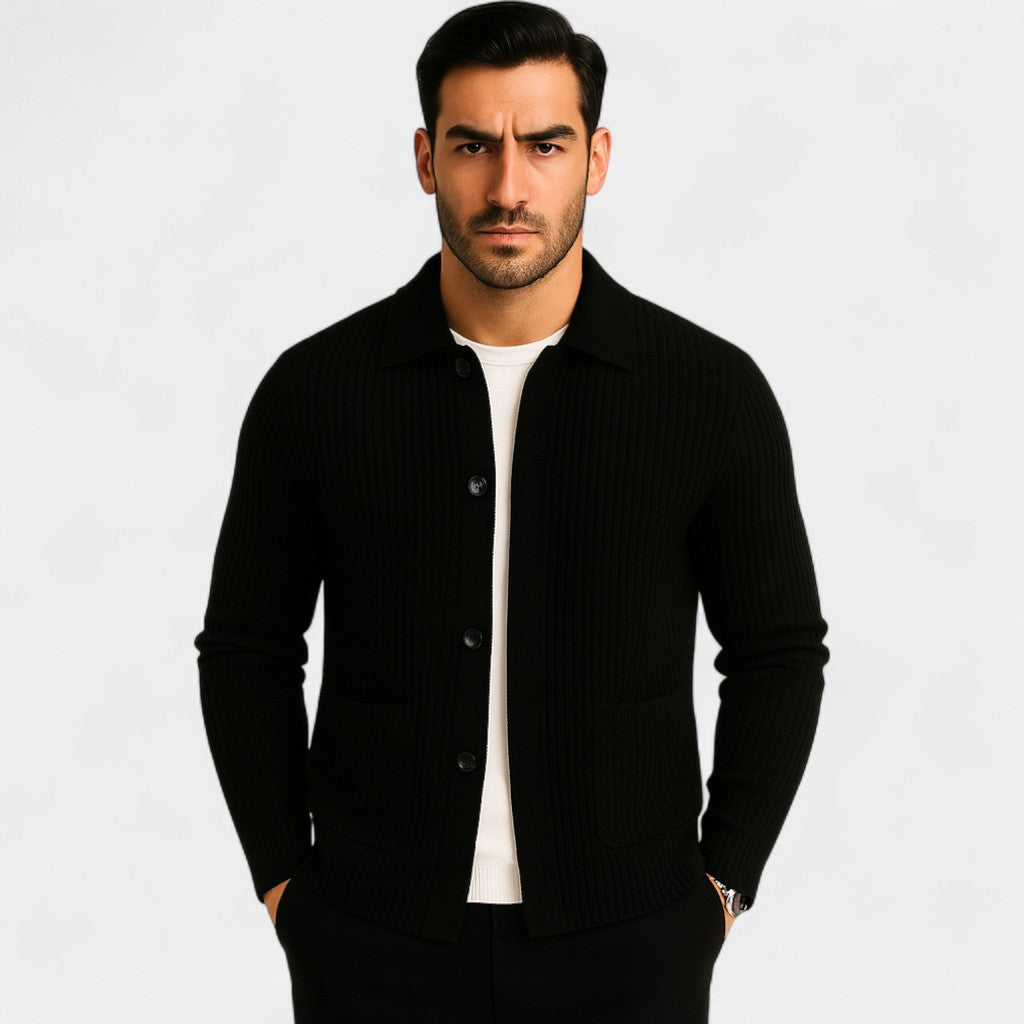 Riche | Cardigan homme coton tricoté – Boutonné raffiné classique