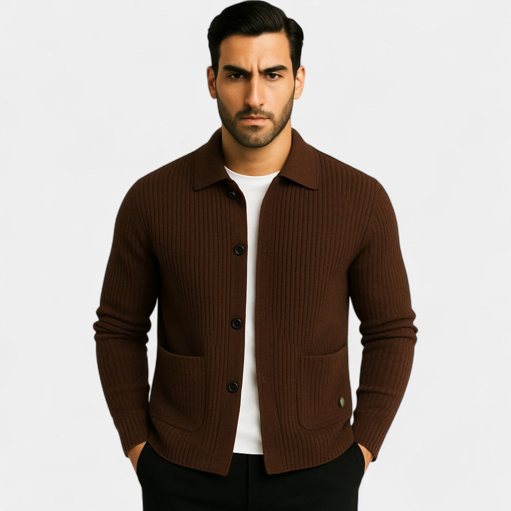 Riche | Cardigan homme coton tricoté – Boutonné raffiné classique