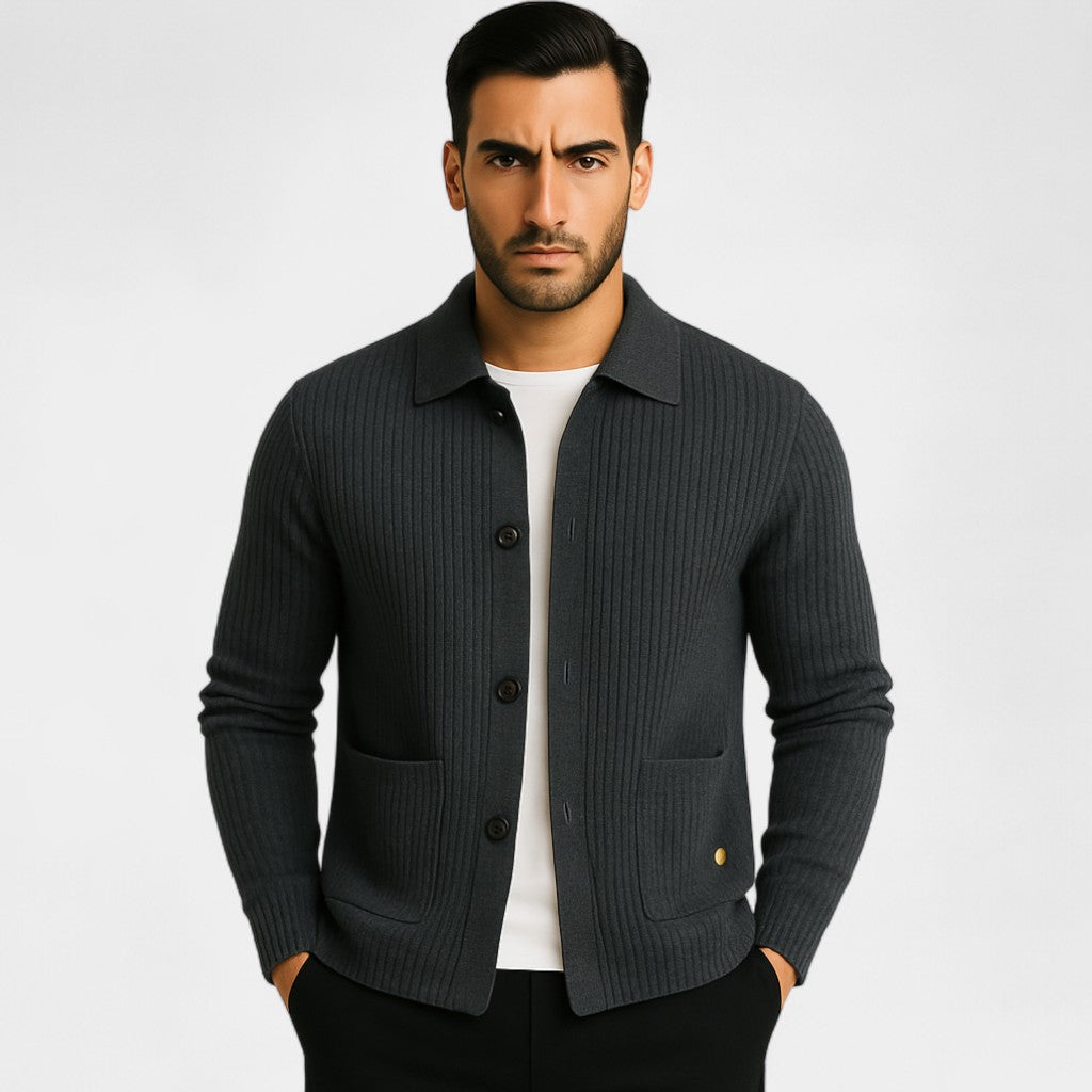 Riche | Cardigan homme coton tricoté – Boutonné raffiné classique
