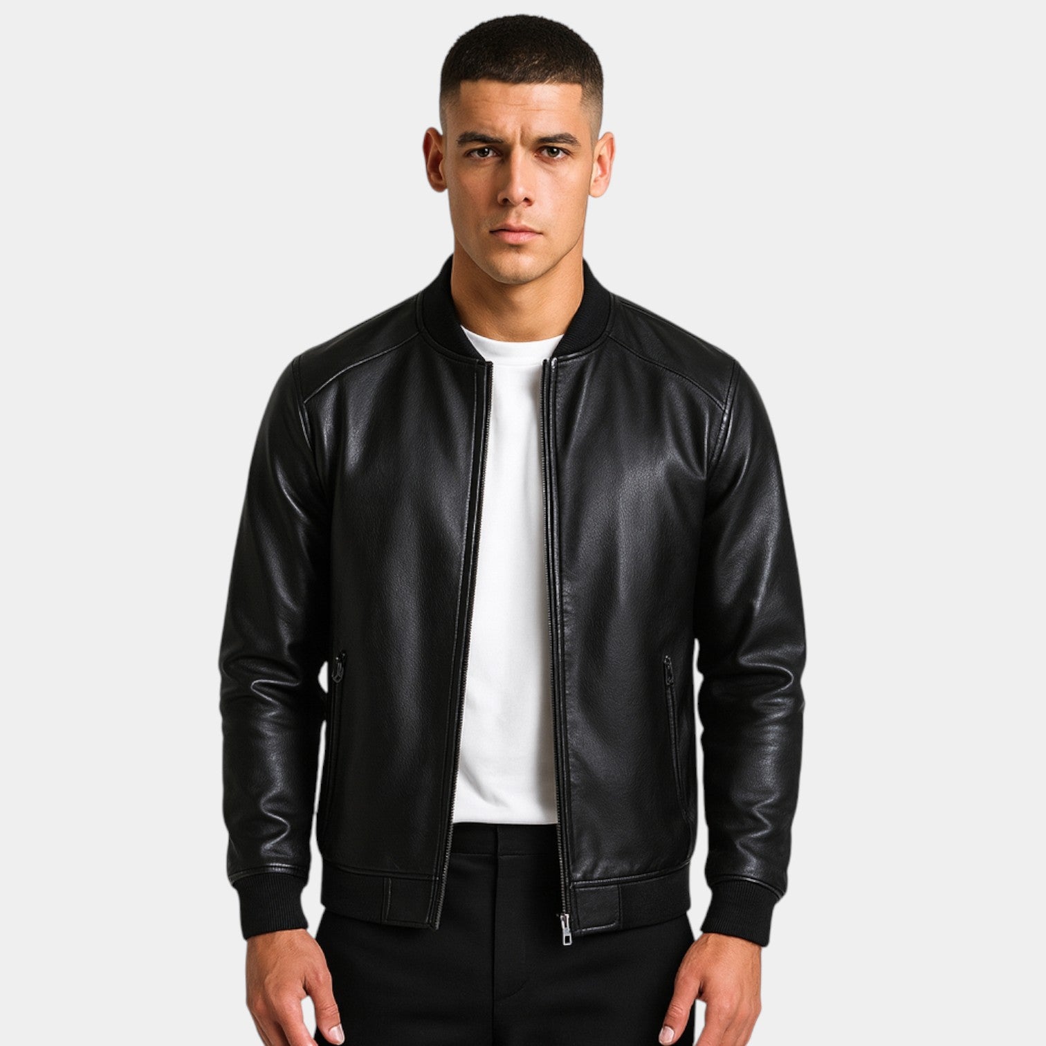Riche | Veste en cuir homme style coréen – coupe minimaliste